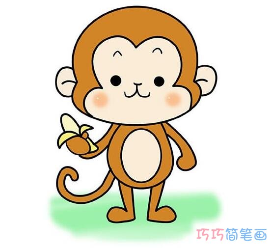 吃香蕉的小猴子画法步骤图_小猴子简笔画图片