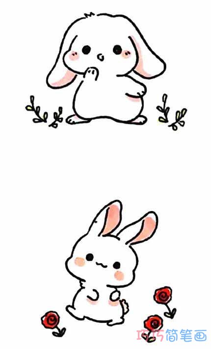 彩色小兔子的画法简单可爱小兔子简笔画图片