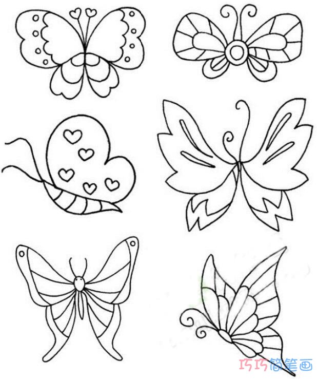 各种蝴蝶的画法手绘简单可爱_卡通蝴蝶简笔画图片
