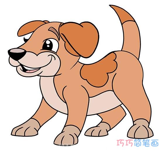 怎么画小花狗涂色简单好看卡通小狗简笔画图片