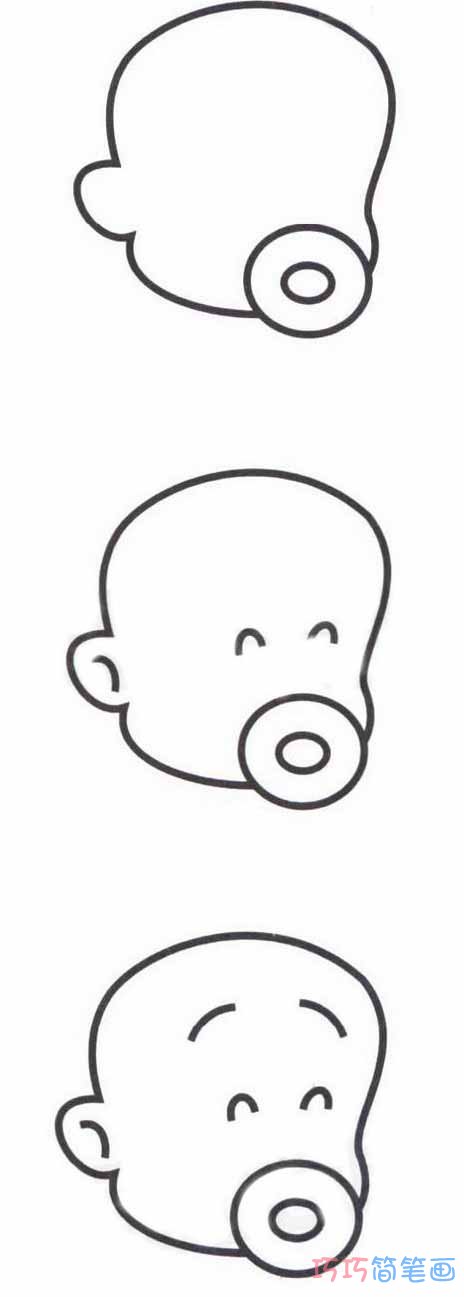 可爱婴儿头像怎么画涂颜色 卡通小婴儿简笔画步骤图