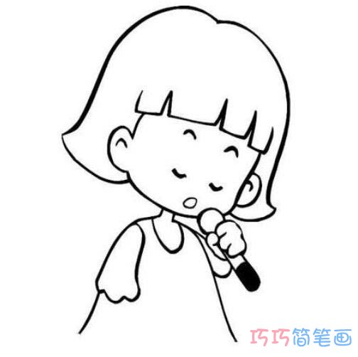 们把它画下来吧,一个 小女孩在演奏乐器,一个 小男孩张大嘴巴在唱歌