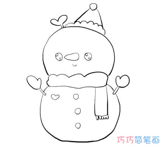 教你怎么画可爱小雪人简笔画教程简单