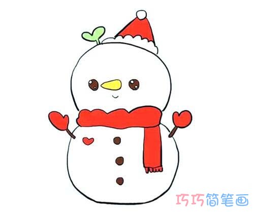教你怎么画可爱小雪人简笔画教程简单