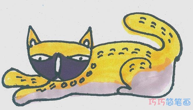 彩色小黄猫简笔画画法图片步骤