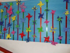 幼儿园墙面布置图片:小风车墙面