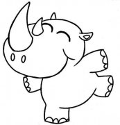 如何画卡通犀牛:动物简笔画