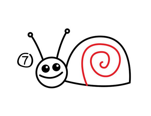 卡通蜗牛简笔画步骤七