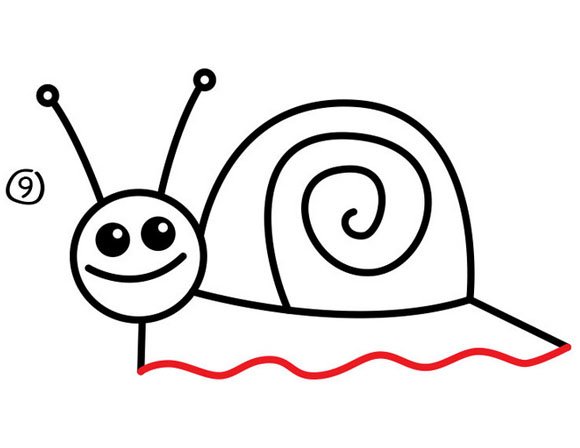 卡通蜗牛简笔画步骤九