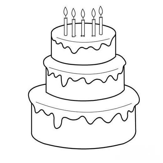 漂亮三层生日蛋糕简笔画图片一