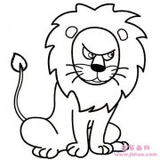卡通狮子表情简笔画图片:愤怒的眼神