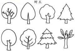 儿童各种大树的简笔画图片