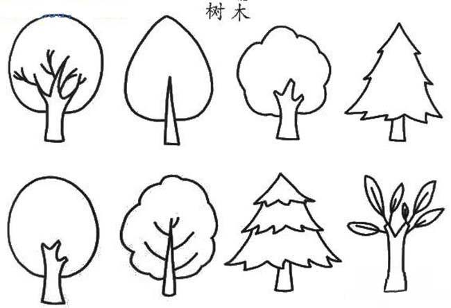 各种大树木简笔画图片