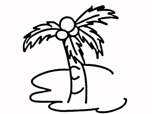 沙滩上的椰子树简笔画图片