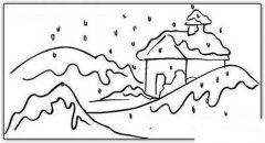 下雪的冬天风景简笔画图片