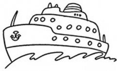 大海中行驶的轮船简笔画图片