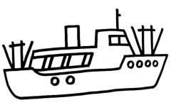 卡通客船游艇鱼船吊车简笔画清晰版图片分享