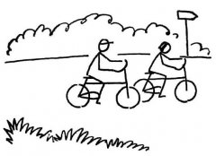 公路上一对正在骑自行车的情侣简笔画图片教程