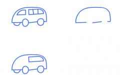 如何分步骤画卡通面包车小汽车的简笔画图片教