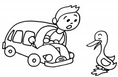 儿童卡通公交车停车简笔画图片教程素描