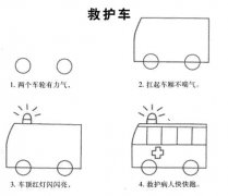 儿童卡通分步画救护车的简笔画图片教程素描