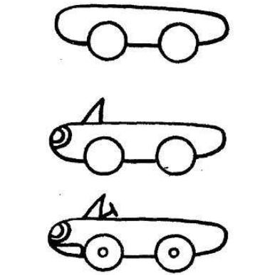 一步一步画儿童卡通敞篷赛车简笔画