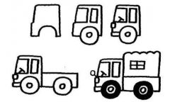 如何一步一步绘画小货车的简笔画图片教程