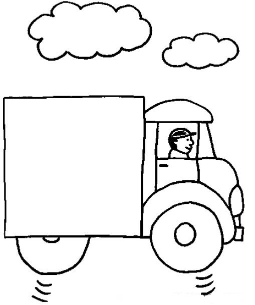 行驶中的货车简笔画图片