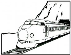 穿过隧道的卡通小火车简笔画图片教程（铅笔素