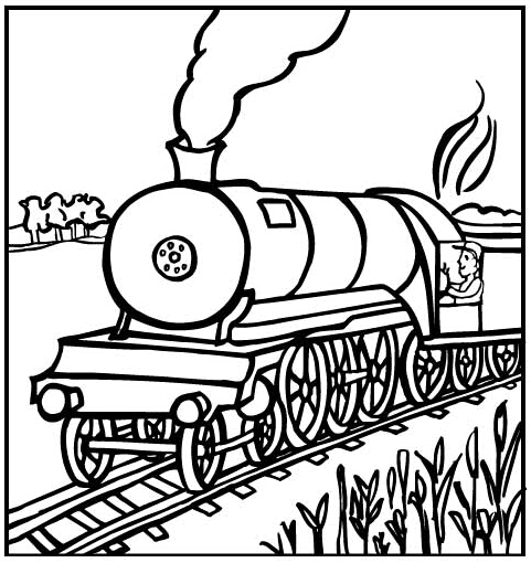 铁路上行驶的小火车简笔画