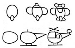 卡通直升飞机分步简笔画图片大全