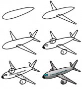 教你分步绘画儿童民航飞机简笔画图片(铅笔素描)