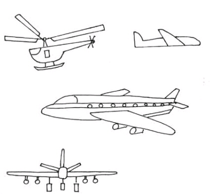 卡通客用飞机简笔画