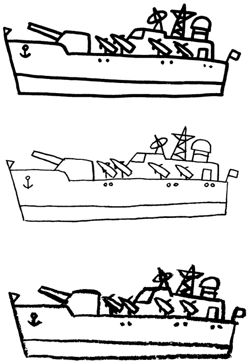 卡通军舰简笔画图片大全
