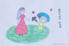 “教师节快乐”幼儿水彩画作品图片