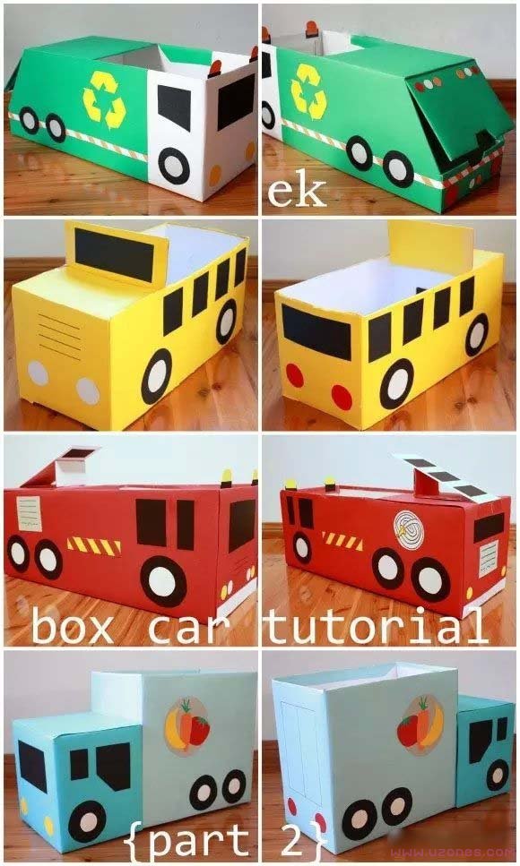 手工纸盒纸箱制作玩具车