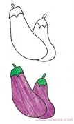 儿童卡通茄子简笔画图片（彩图对照）