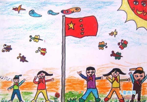 国庆节唱国歌儿童画