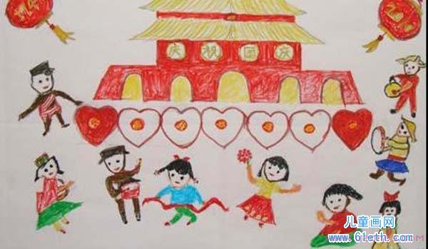 小学生天安门庆祝国庆节儿童画