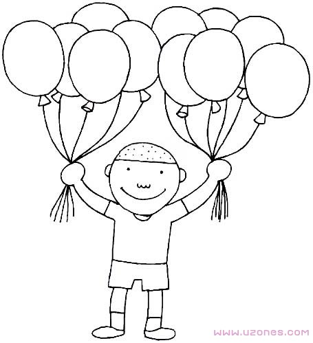 拿气球小男孩简笔画图片大全-www.qqscb.com