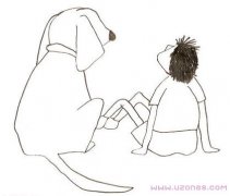 小男孩与狗背影简笔画卡通图片大全