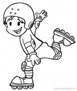 可爱的小男孩滑冰简笔画卡通图片（铅笔素描）