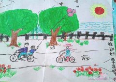 清明节主题放风筝儿童画作品图片