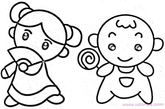 吃棒棒糖的小女孩简笔画卡通图片大全-www.qqscb.com