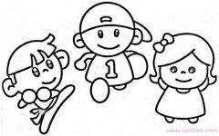 三个小男孩跑步比赛简笔画图片大全
