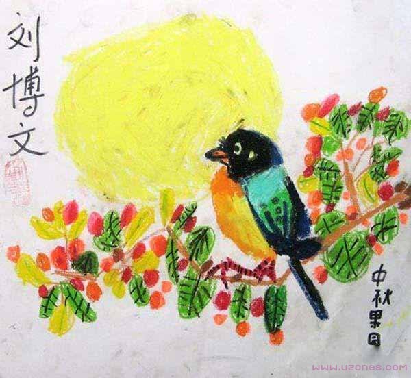 小学生获奖中秋节儿童画作品-www.qqscb.com