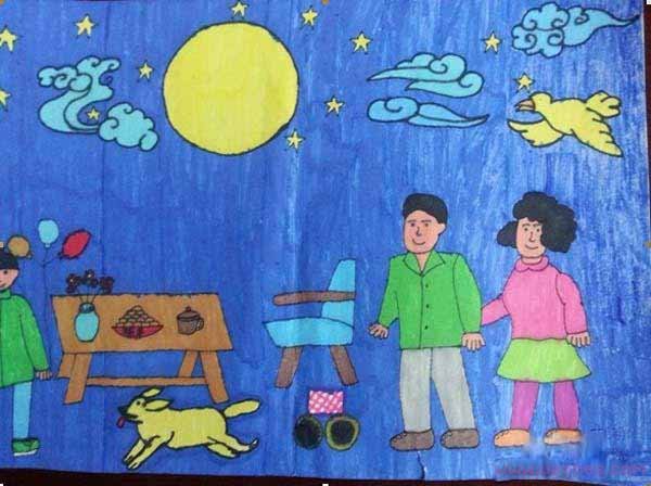 小学生,中秋节儿童画画作品-www.qqscb.com