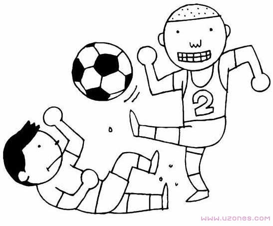 小男孩踢足球简笔画卡通图片-www.qqscb.com
