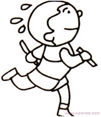 跑步,奔跑比赛的小男孩简笔画图片-www.qqscb.com