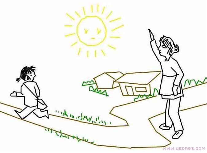 母亲送我上学简笔画图片教程(铅笔素描)-www.qqscb.com